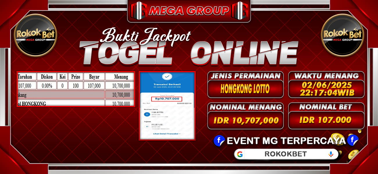 Bukti JP situs Rokokbet hari Selasa, 03 Juni 2025