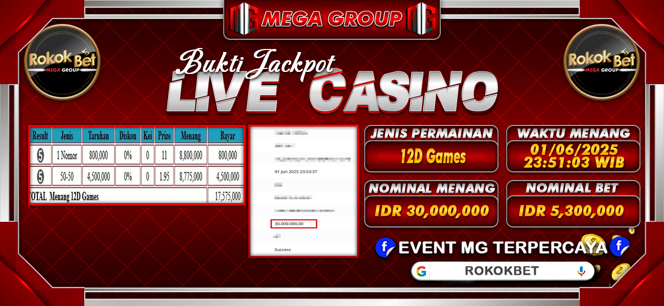 Bukti JP situs Rokokbet hari Senin, 02 Juni 2025