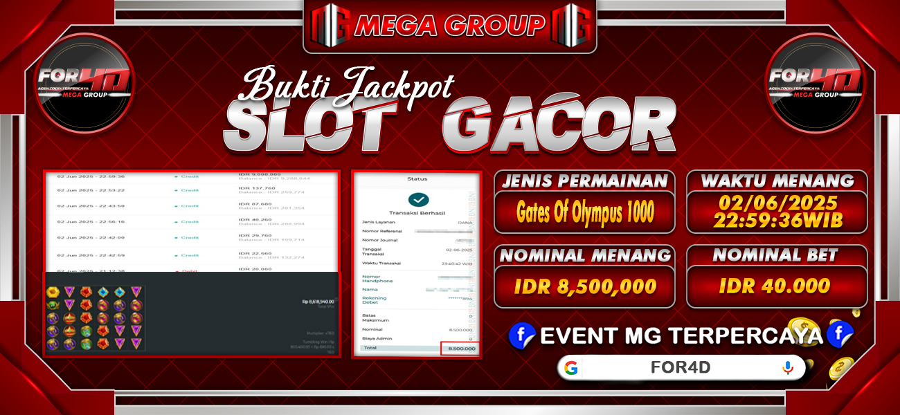 Bukti JP situs For4D hari Selasa, 03 Juni 2025
