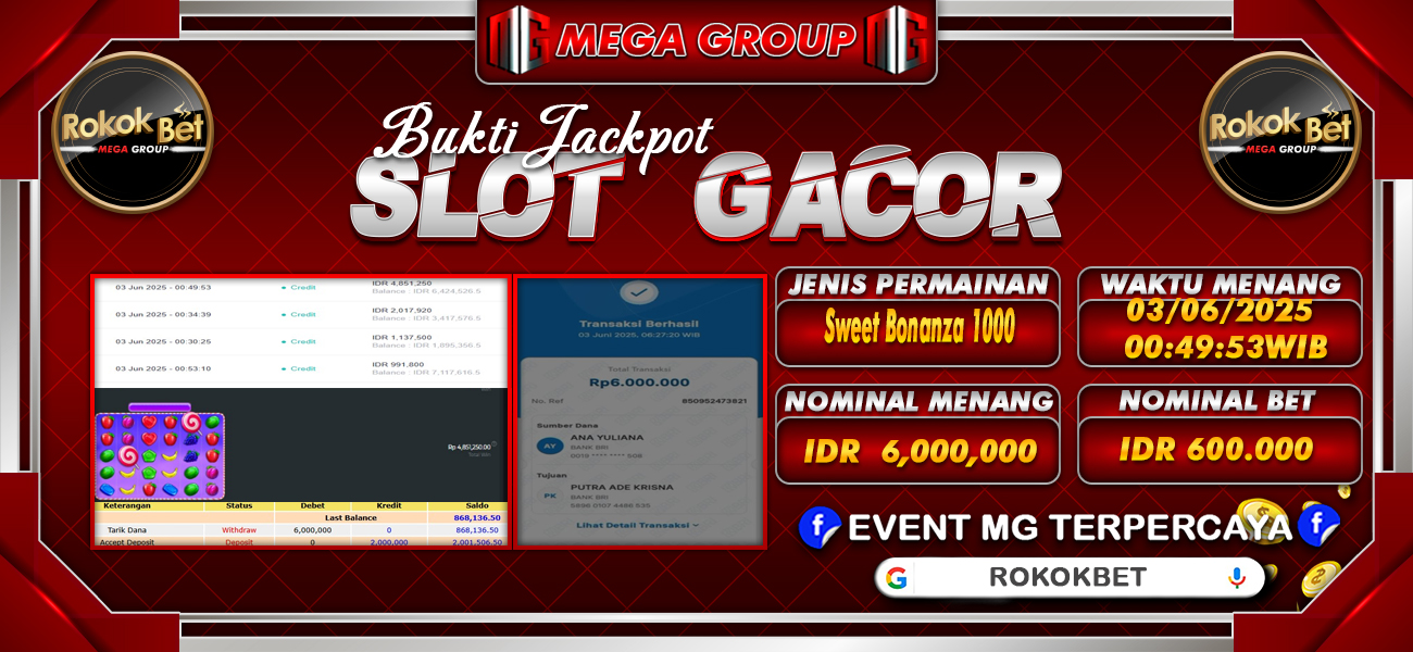 Bukti JP situs Rokokbet hari Selasa, 03 Juni 2025